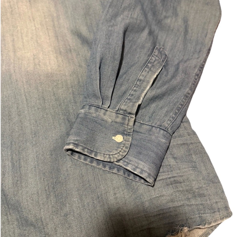 Frank & Eileen Eileen Denim relaxed Barry Woven Button Shirt Distressed Italy - Picture 2 of 13